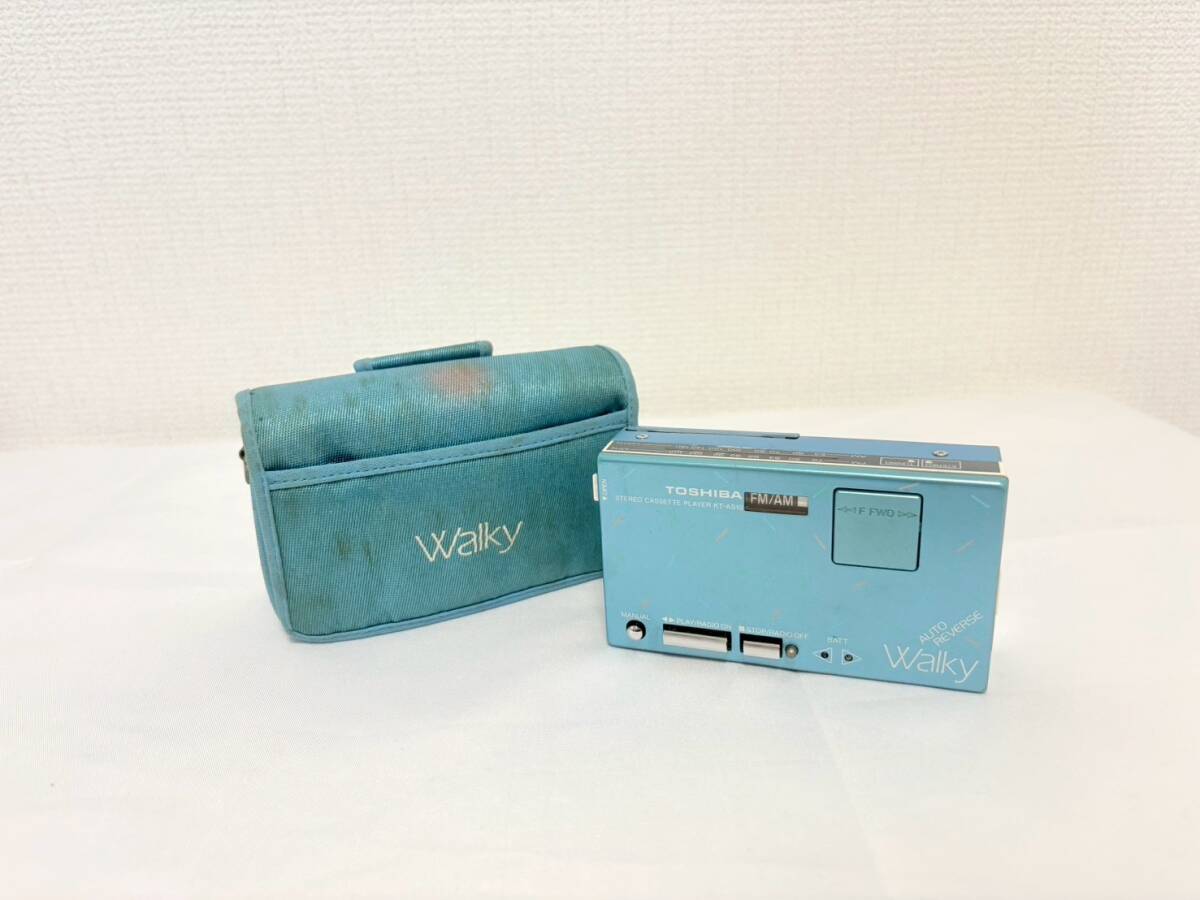 H2709*2 TOSHIBA 東芝 Walky ウォーキー KT-AS10 ポータブル ステレオカセットプレーヤー FM/AM ラジオ ウォークマン ブルー拍卖