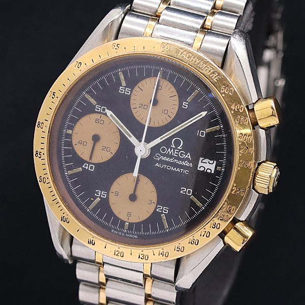 1円 稼働 4.25OH済 オメガ スピードマスター デイト 3316.50 SS/PG AT/自動巻 クロノグラフ ブラック文字盤 メンズ腕時計 0629420 4KHT KMT拍卖