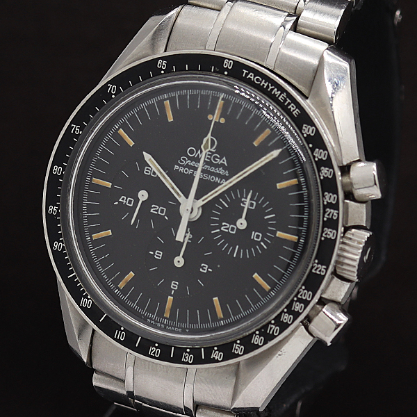 1円 稼働 4.30OH済 オメガ スピードマスタープロフェッショナル AT/自動巻 黒文字盤 裏スケ クロノグラフ メンズ腕時計 9754250 4DIT TAM拍卖