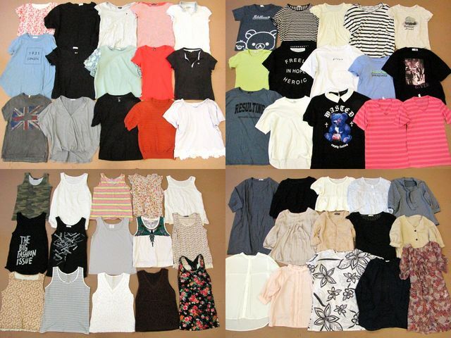 R15*大量レディーストップス130着セット まとめ売り Tシャツ ブラウス ノースリーブ タンクトップ 等 色々 古着 まとめて 仕入れ拍卖