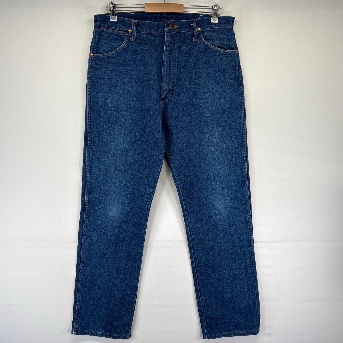 古着 ラングラー Wrangler USA製 デニム パンツ ストレート 大きいサイズ 5ポケット ジーパン W36L32 ブルー系 メンズ拍卖