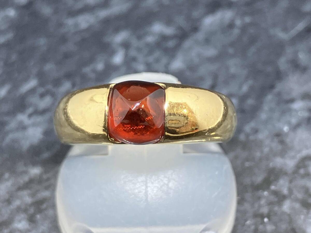 STAR JEWELRY スタージュエリー K18 レッドストーン リング #8.5 赤石 月甲丸 18金 イエローゴールド 指輪 ブランドアクセサリー拍卖