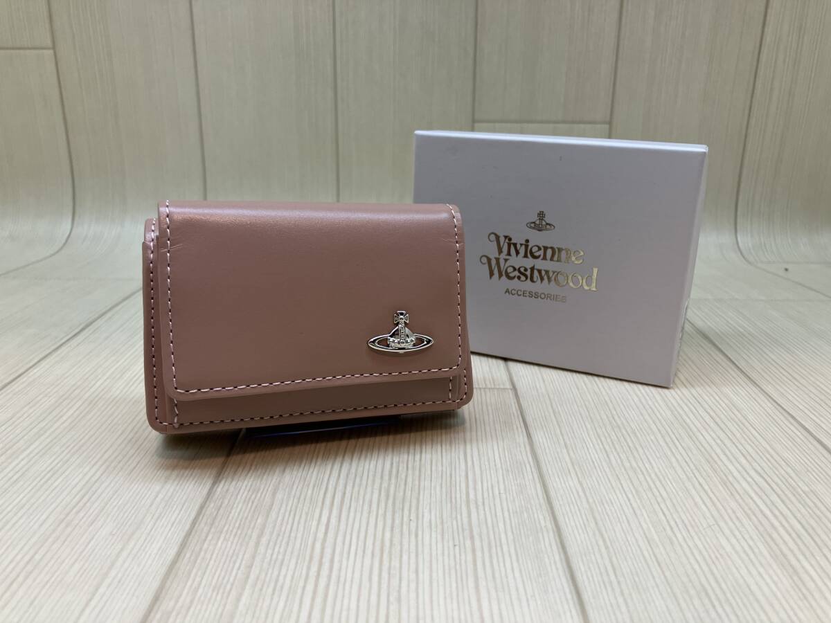 ★ 箱付き 美品 VIVIENNE WESTWOOD ヴィヴィアンウエストウッド 三つ折り財布 ピンク 通年 店舗受取可拍卖