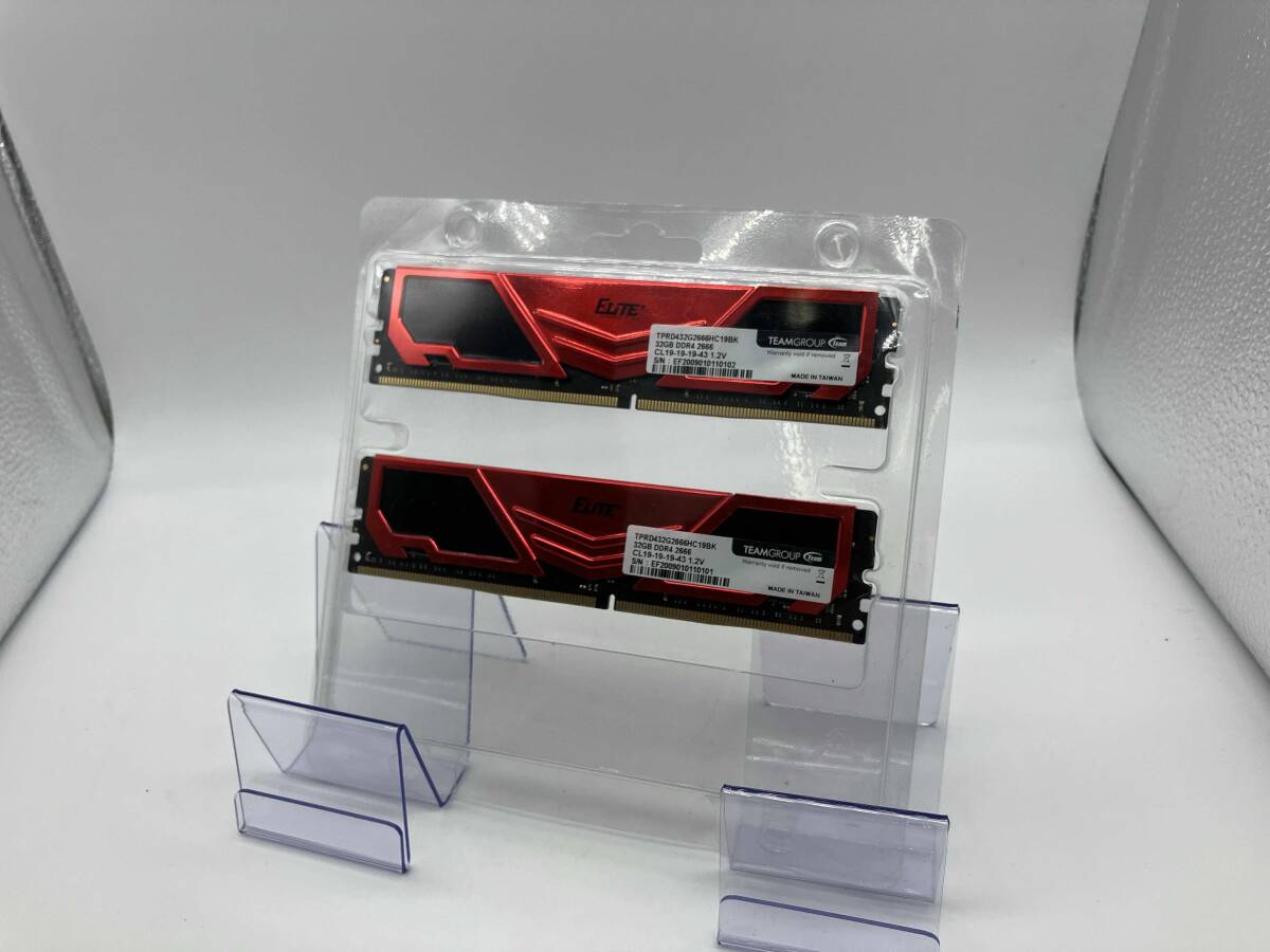 team TRPD432G2666HC19BK メモリ32GB×2 DDR4 PC4-21300拍卖