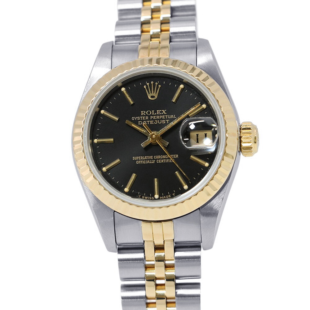 ロレックス デイトジャスト 94番 SS/K18YG 69173 ROLEX 腕時計 黒文字盤 【安心保証】拍卖