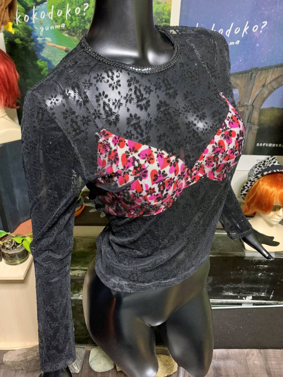 # / ミッシェルクラン シースルー 黒レース カットソー拍卖