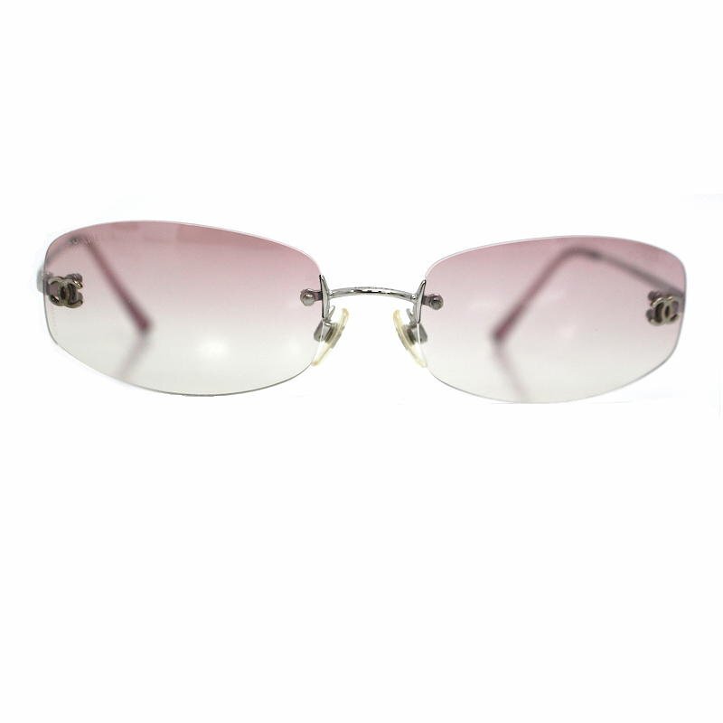 【送料無料】シャネルのサングラス! リムレス 4002 c.124/58 57□19 130 ピンク シルバー 31890拍卖