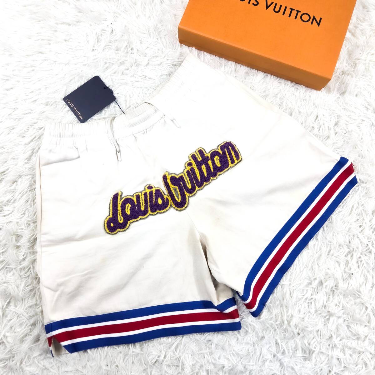 幻コラボ!NBA×LOUIS VUITTONハーフパンツ ショート仔牛革カーフスキンタグ付きパイル生地ビッグロゴデザインM~Sルイヴィトン エヌビーエー拍卖