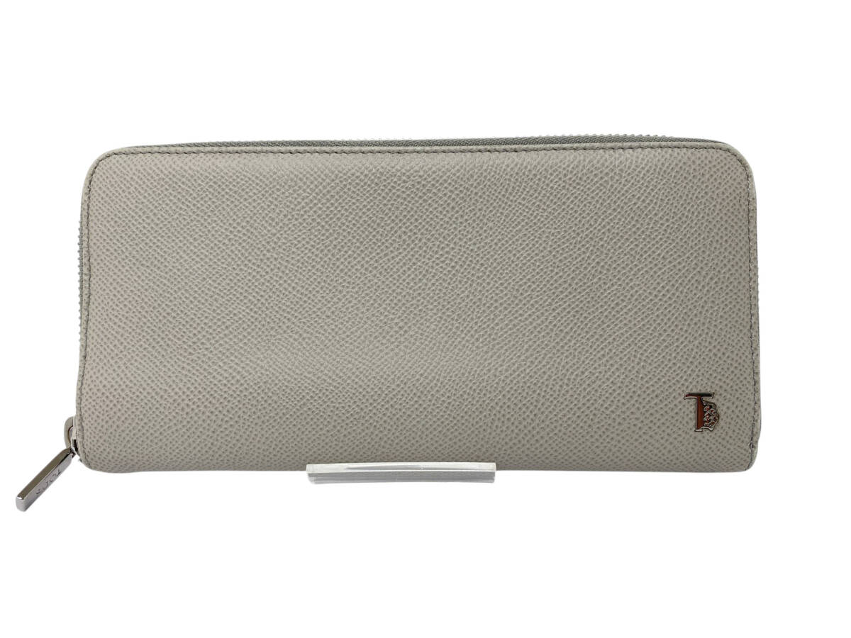トッズ TOD'S ラウンドファスナー 長財布 ウォレット レザー グレー拍卖