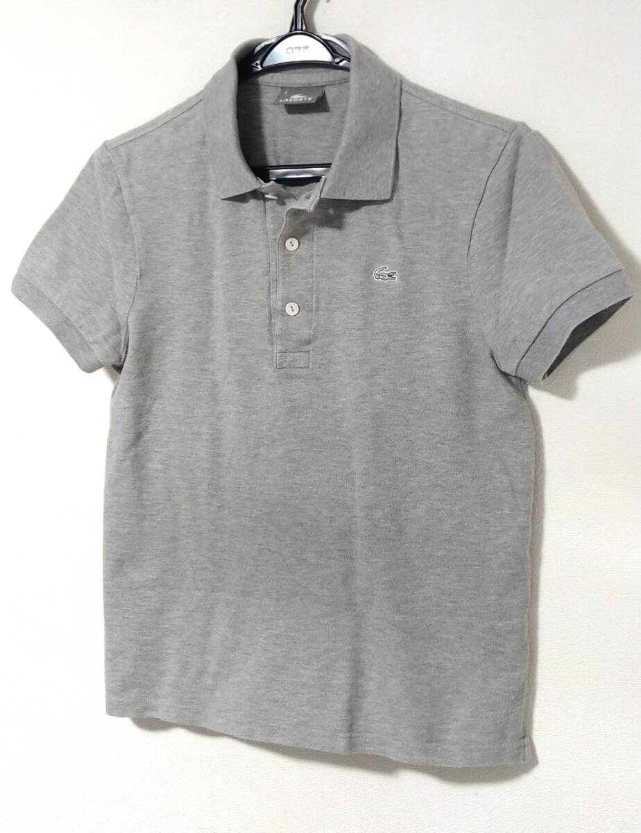 【LACOSTE】ラコステ ポロシャツ 日本製 ファブリカ サイズ2 グレー ワンポイント 【美品】拍卖