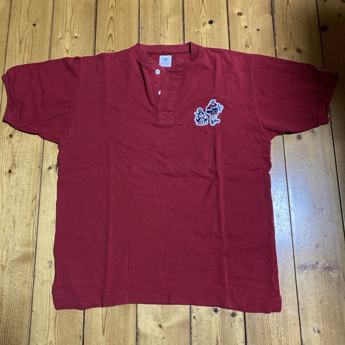 キャプテンサンタ メンズ 半袖 Tシャツ Mサイズ 赤 ヘンリーネック拍卖