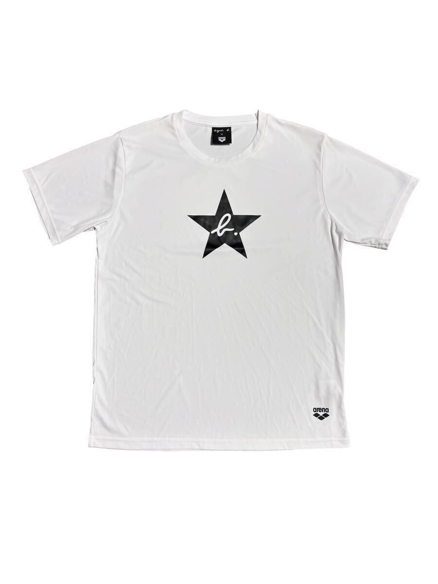 アニエスベー agnes b. アリーナ arena コラボ 半袖 Tシャツ 半袖Tシャツ トップス ホワイト スポーツ ポリエステル100% Lサイズ ム2075拍卖