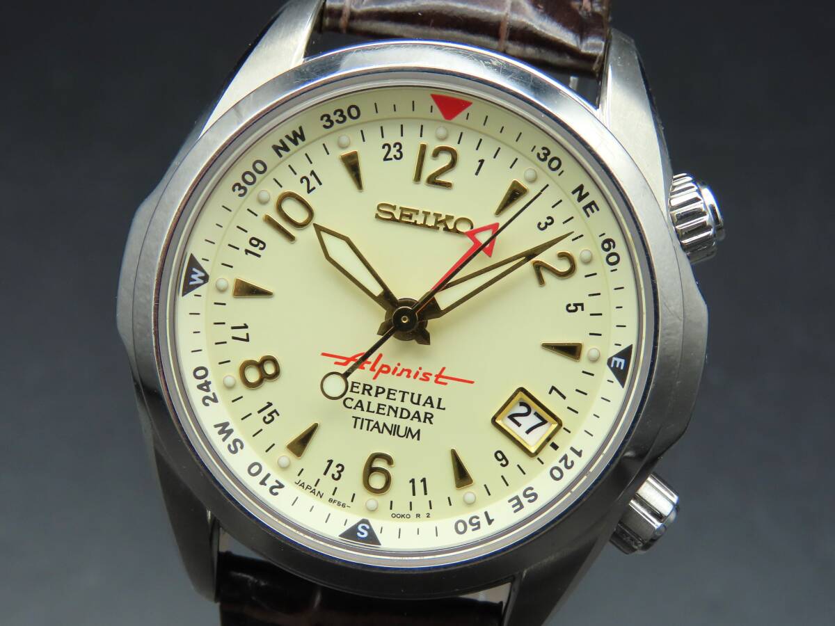 1円~! 稼動品★正規品 SEIKO セイコー 8F56-00D0 アルピニスト パーペチュアルカレンダー クォーツ 純正ブレス メンズ腕時計 FTTVJ64拍卖