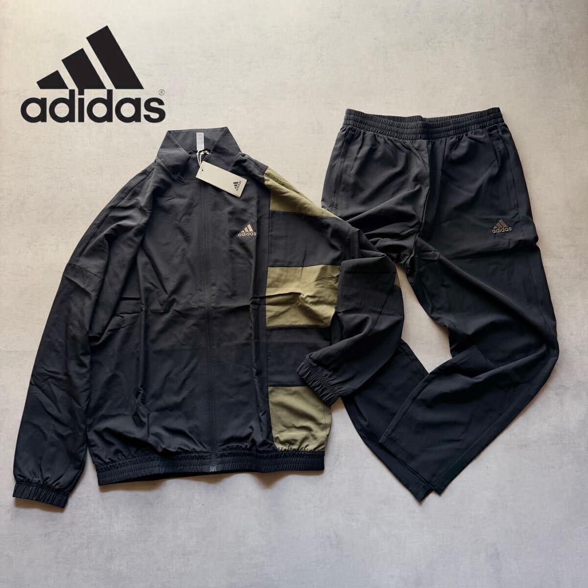 新品 Mサイズ アディダス ウィンドブレーカー 上下セット カラーブロック トラックスーツ ジャケット パンツ adidas スポーツウェア 人気拍卖