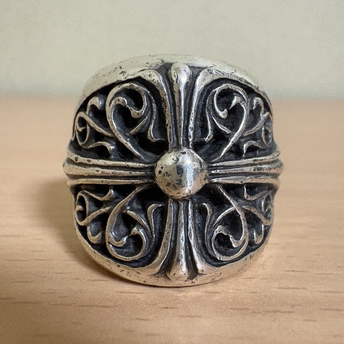 正規品!クロムハーツ CHROME HEARTS クロムハーツ クラシックオーバルクロスリング 16号 44.75g拍卖