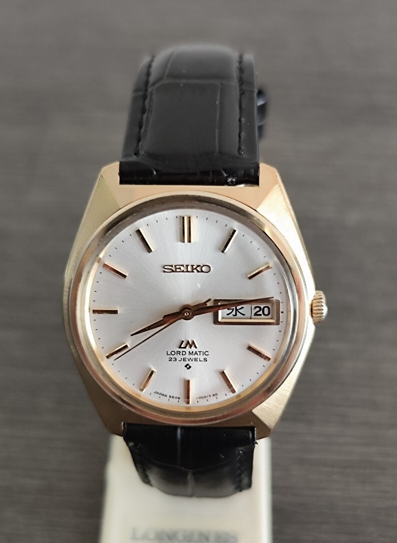 自動巻 稼働品 SEIKO LORD MATIC メンズ腕時計 アイボリー文字盤 三針デイデイト 拍卖