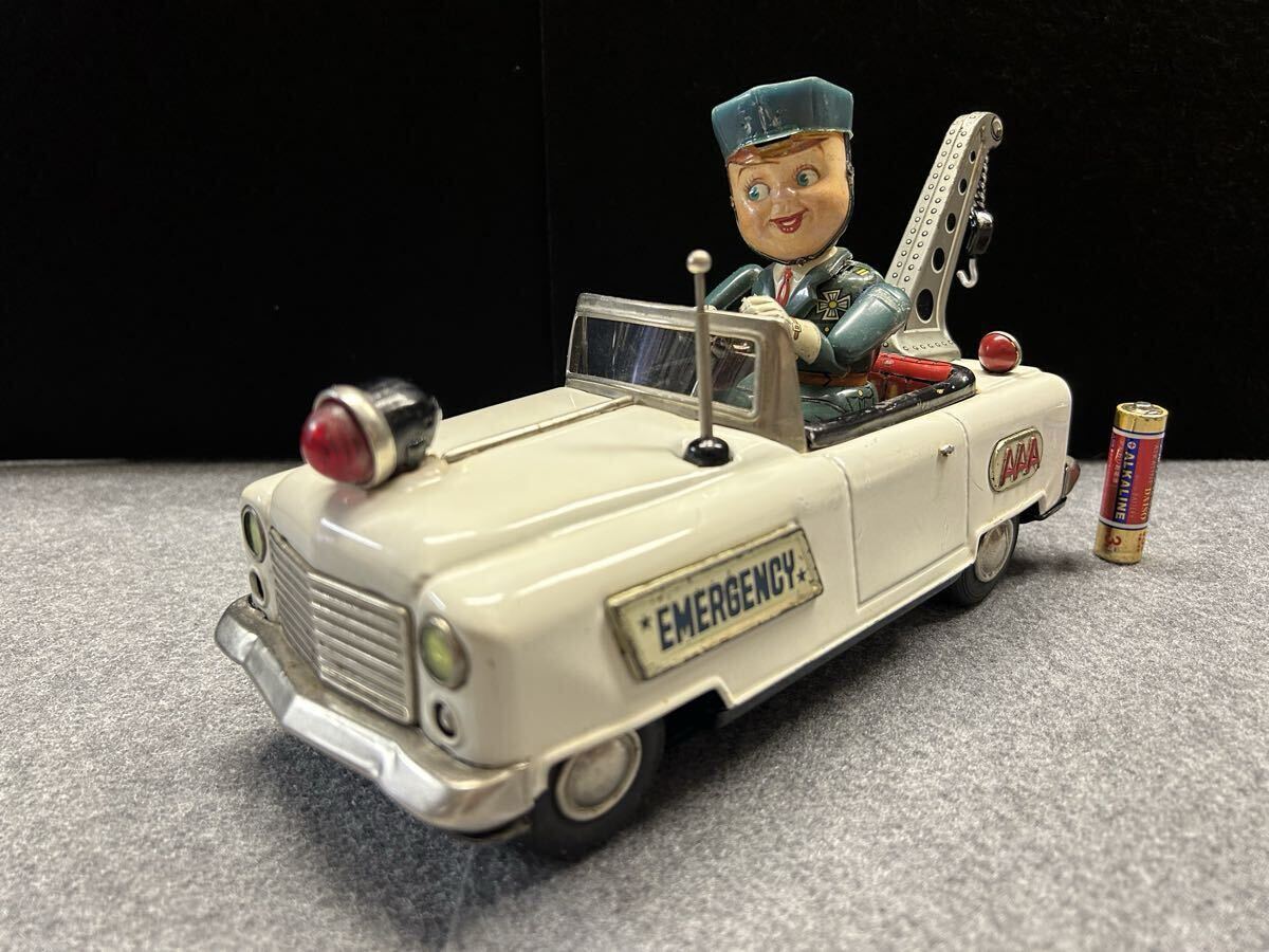 ◆【野村トーイ 電動ブリキ玩具/エマージェンシーEMERGENCY 緊急救急車両 AAA】昭和レトロ*当時物*ビンテージ*ミステリー走行*完動品】拍卖