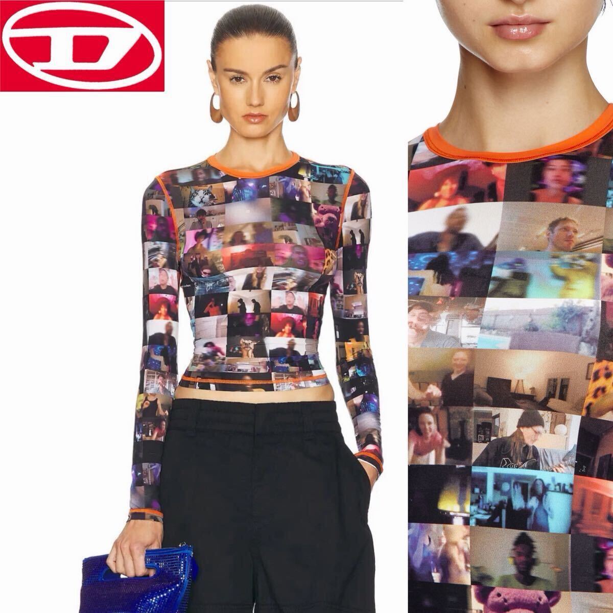 【新品タグ付 L】DIESEL セカンドスキン 長袖 トップス 定価39,600円 レディース グラフィック プリント 03拍卖