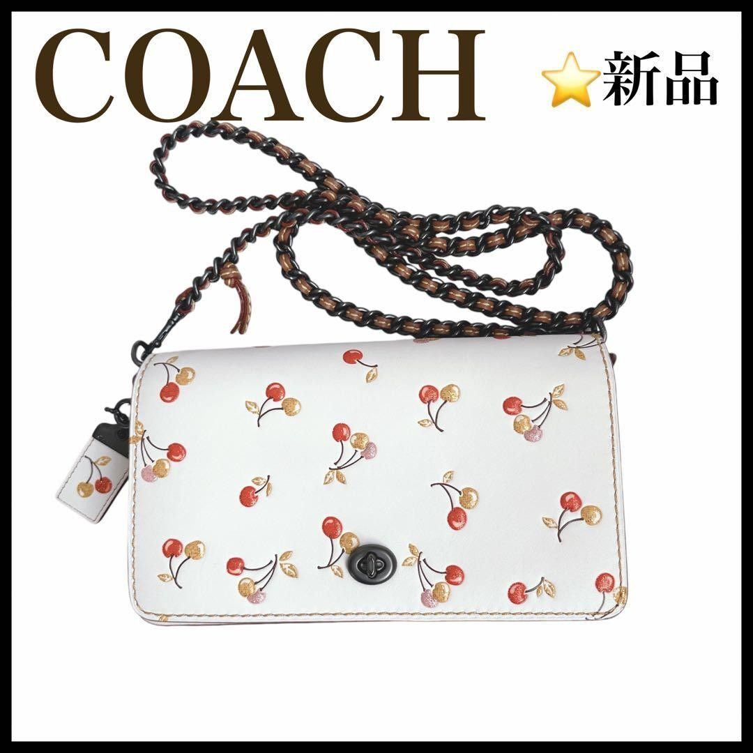 【新品未使用】【COACH】ディンキーグラブタン レザーウィズチェリープリント拍卖