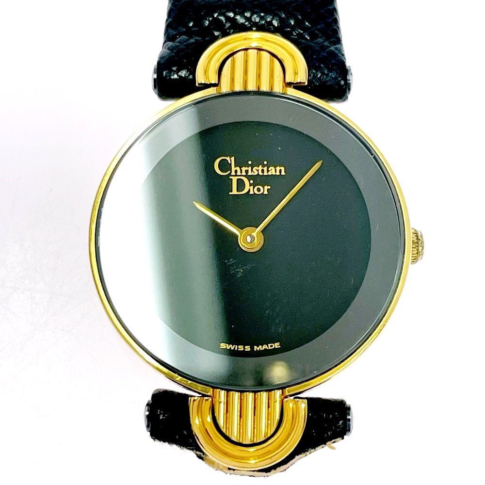 【1円スタート】【箱付き・訳あり品】Christian Dior クリスチャンディオール 3032 バギラ GP ブラック文字盤 QZ レディース腕時計 569779拍卖