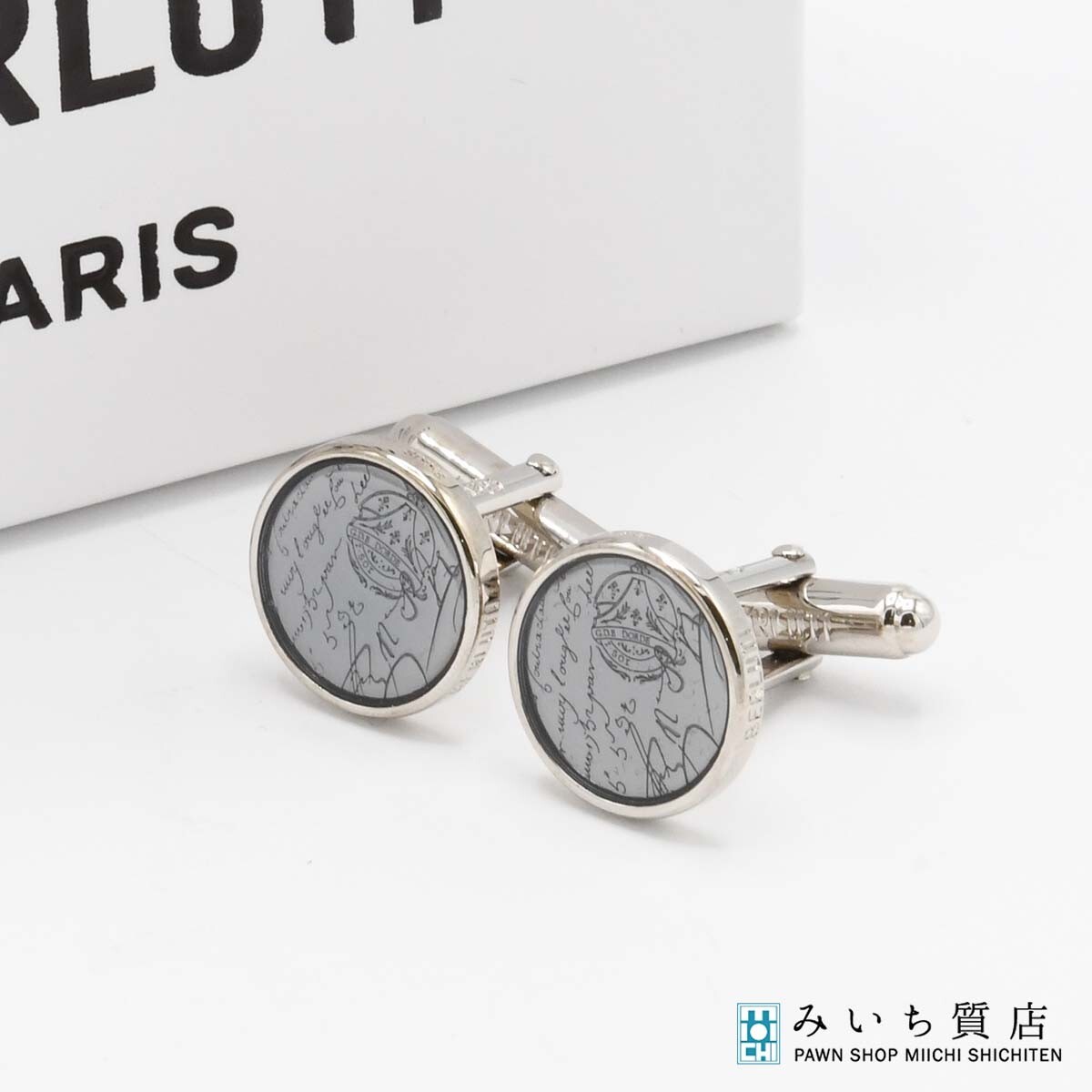 質屋 BERLUTI ベルルッティ カフス カリグラフィ Caligraphy カフスボタン カフリンクス ビジネス アクセサリー 箱 k1398 みいち質店拍卖