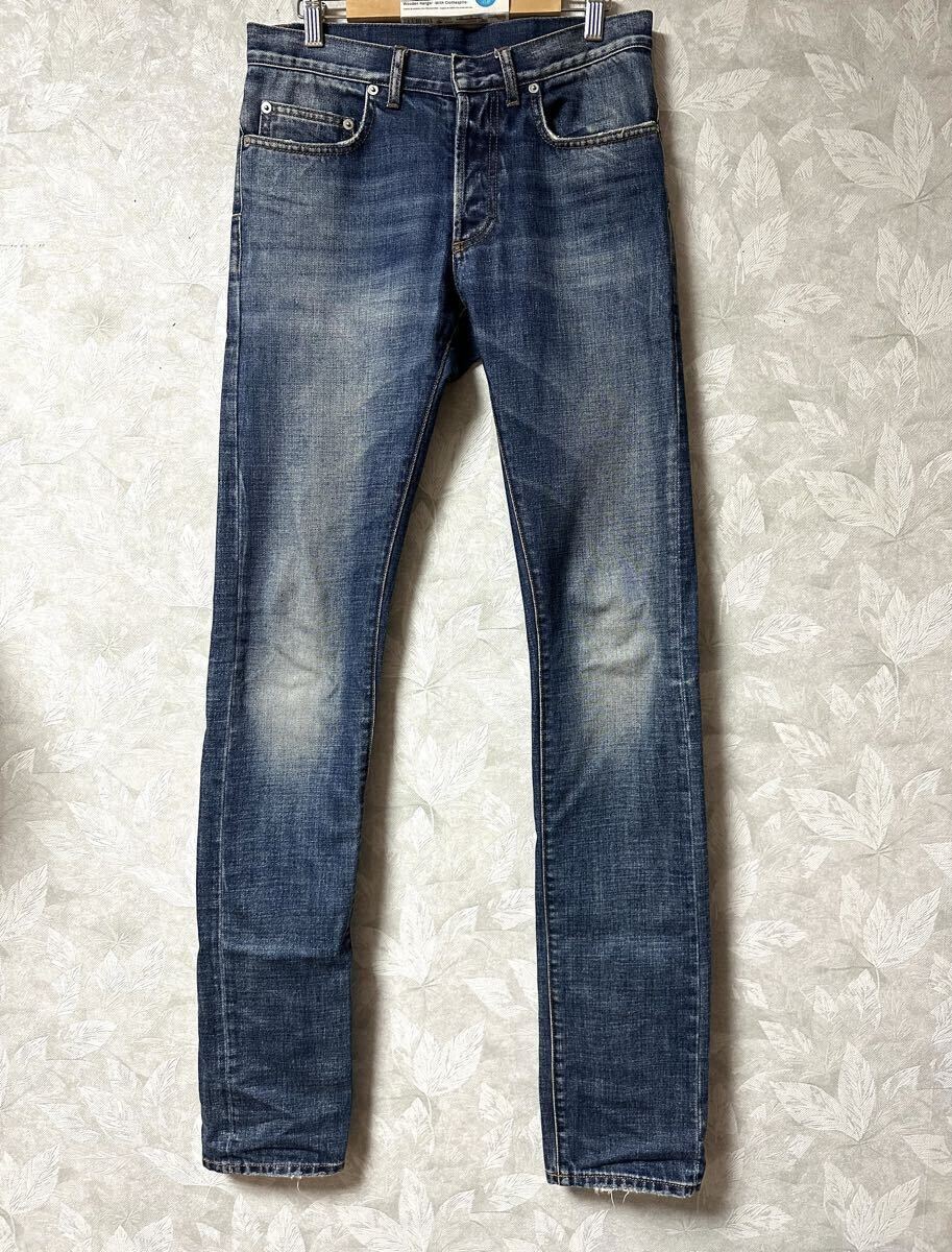 美品 DIOR HOMME ディオールオム【クリス期 2013SS ヴィンテージ加工 デニム パンツ インディゴブルー Size:28 003D000TX059】フルレングス拍卖