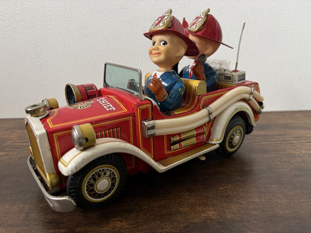 【希少品】野村トーイ ブリキ ファイヤーチーフ 消防車 当時物 昭和レトロ ミニカー ヴィンテージ 玩具 おもちゃ電池式拍卖