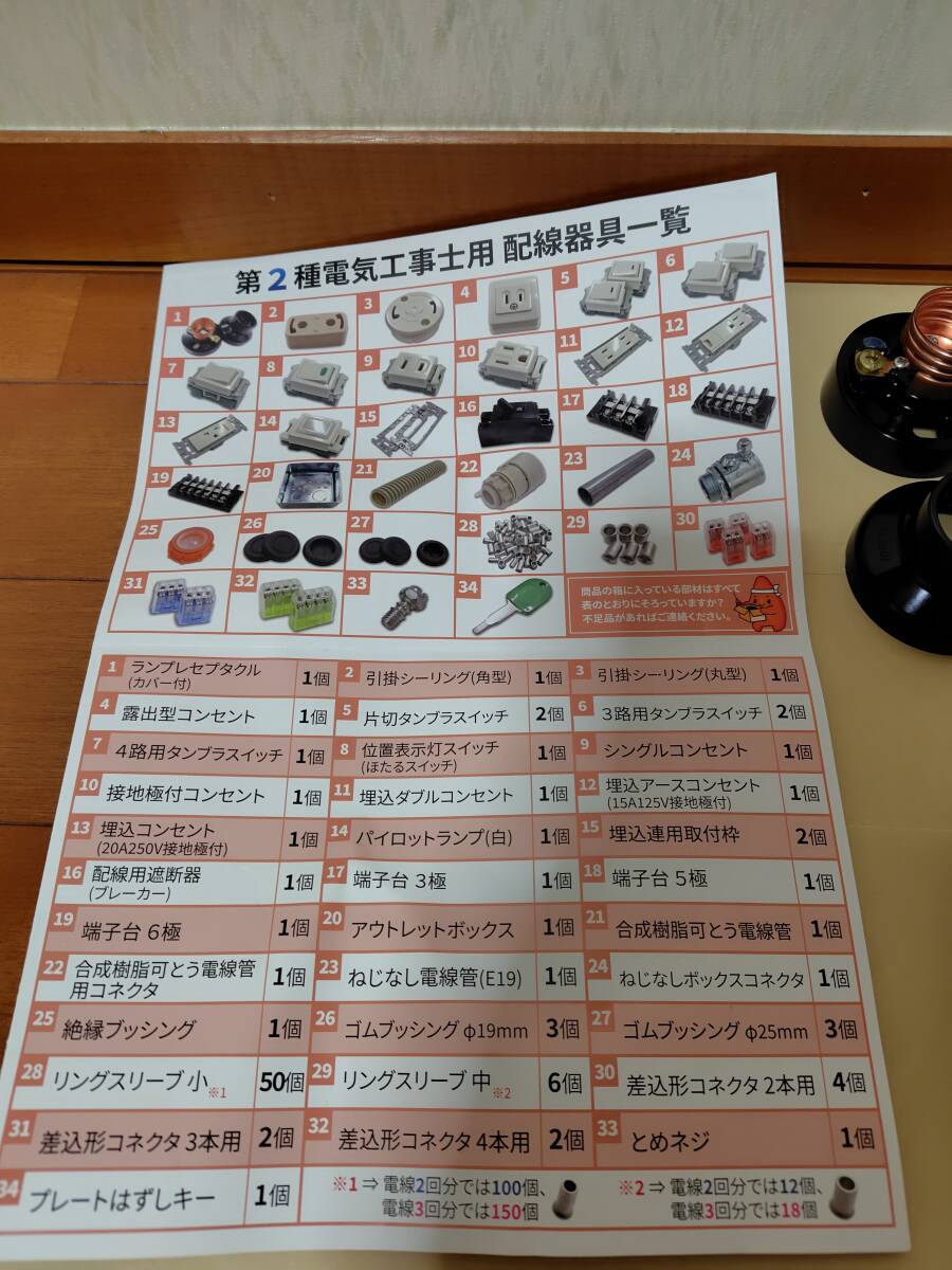 第2種電気工事士 配線器具 ケーブル類 技能試験練習材料セット モズシリーズ Panasonic パナソニック 明工社拍卖