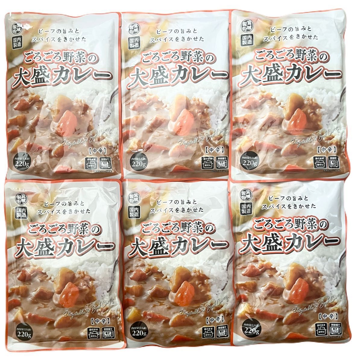 ごろごろ野菜の大盛カレー(中辛)220g×6個セット 神戸物産 宮城製粉拍卖