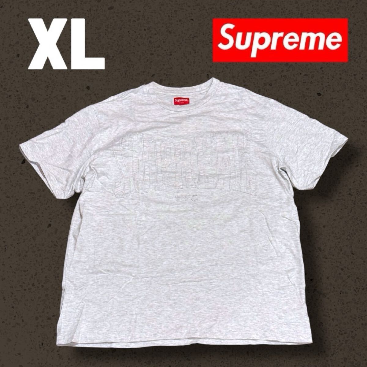 美品 Supreme Cutout Logo S/S Top XL シュプリーム Tシャツ Grey Box Tee Ash グレー拍卖
