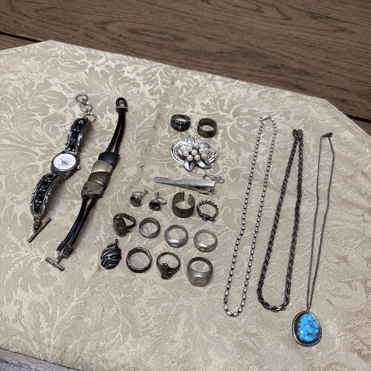 SILVER/シルバー/STERLING/925/アクセサリー/重量 95.93g/腕時計/ブレスレット/リング/ネックレス/ビンテージ/まとめ売り【現状品】拍卖