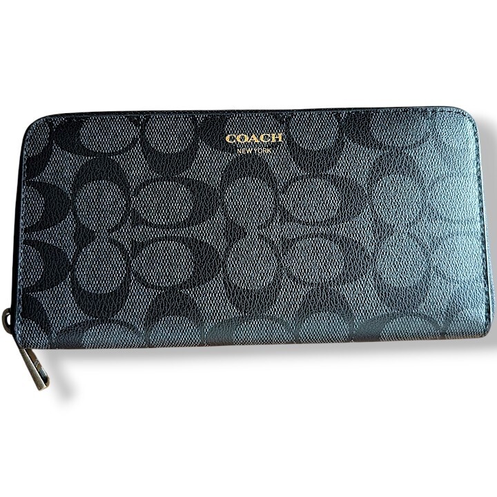 ★美品★COACH コーチ 長財布 ラウンドジップ シグネチャー ブラック レディース 人気ブランド 女性小物 ユニセックス 拍卖