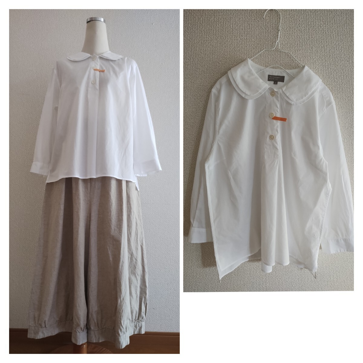MARGARET HOWELL マーガレットハウエル 二重襟ブラウス☆美品拍卖