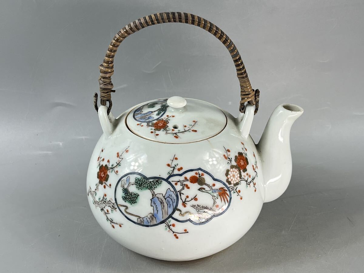 有田焼 急須 金彩 色絵 四季花紋 色鍋島 茶器 茶道具【博圓】高16.6cm拍卖