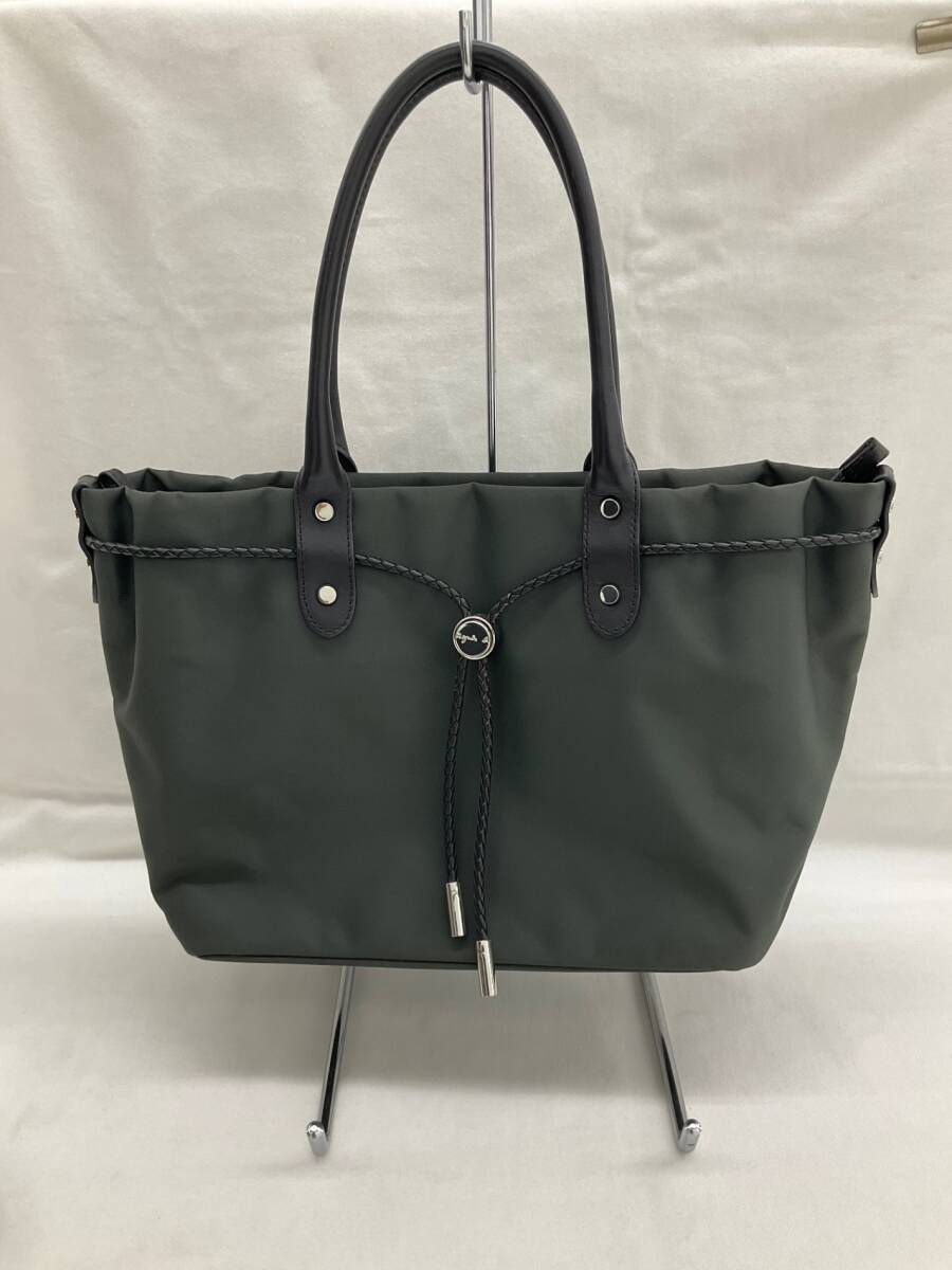 ‡ 0943 agnes.b アニエスベー ボヤージュ ナイロントートバッグ 台形型 軽量 レザーストップ レディース 中古品拍卖