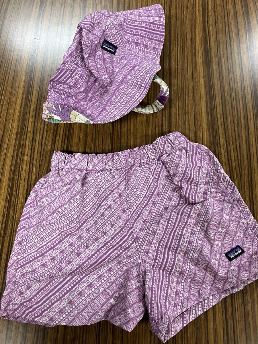 Patagonia kids パタゴニアキッズ ハット(2-5T)&パンツ(3T)セット パープル 中古拍卖