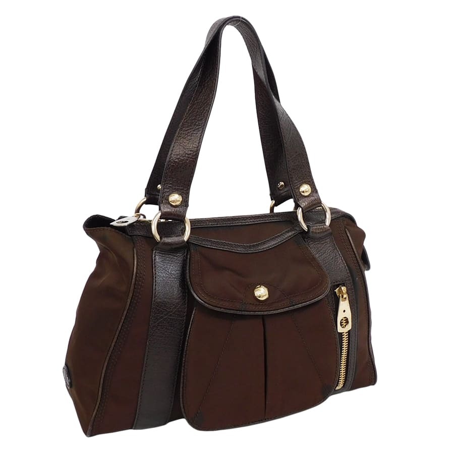 1円■セリーヌ ハンドバッグ ブラウン系 ナイロン×レザー レディース ST・S5・16 おしゃれ CELINE ■E.Csu.zE-13拍卖