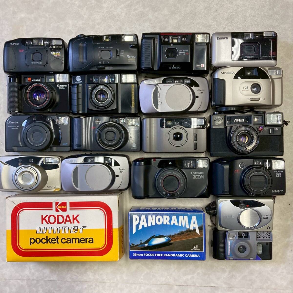 m226/1円~ フィルムカメラ 18点 コンパクト Canon Nikon FUJI OLYMPUS MINOLTA PENTAX Konica YASHICA まとめ 中古 大量 ジャンク 拍卖