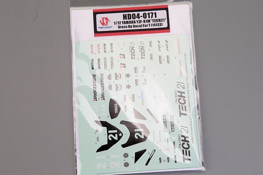 ホビーデザイン HD04-0171 1/12 ヤマハ YZF-R1M Tech21 ドレスアップ デカール (タミヤ用) (141333)拍卖