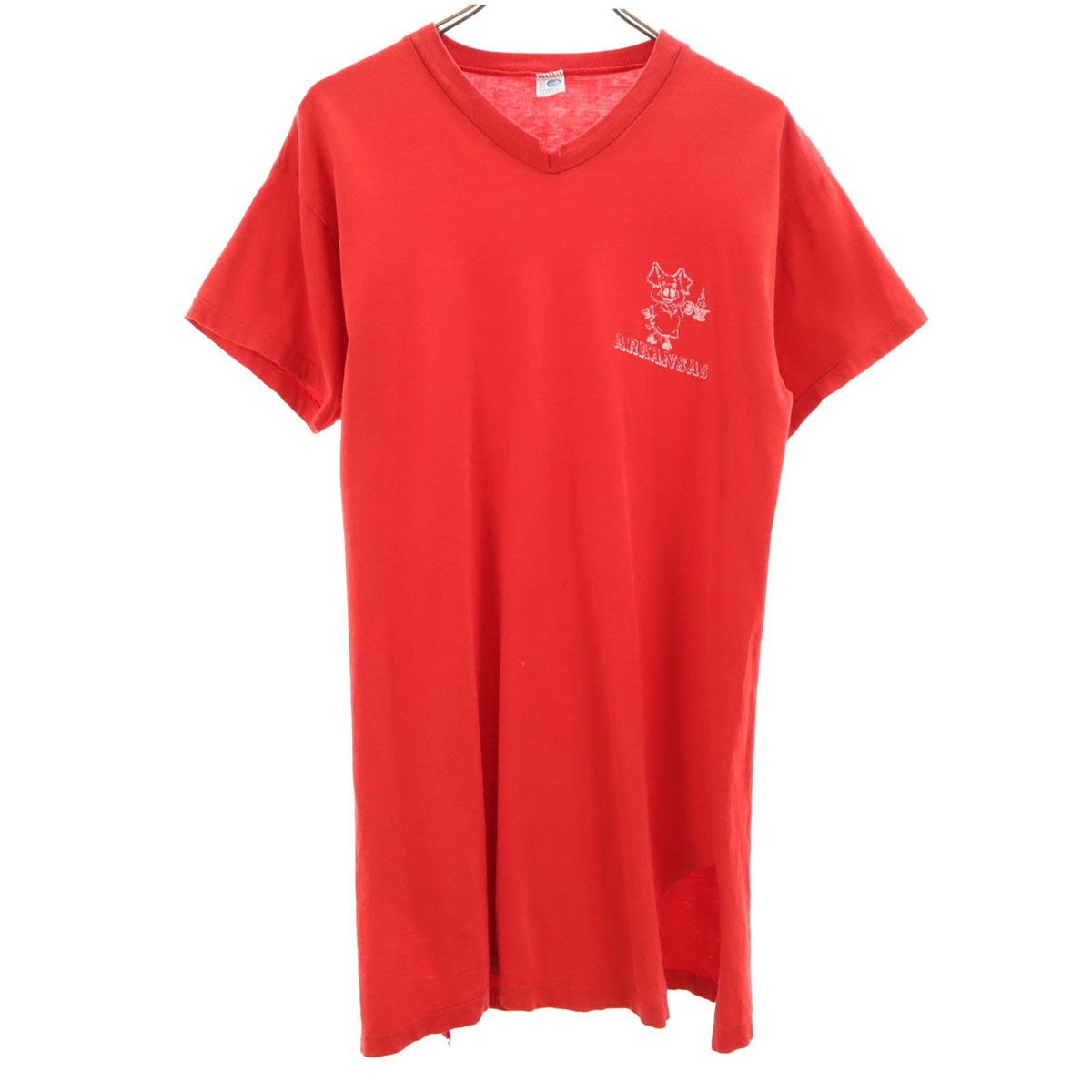 ARTEX アルテックス 80s USA製 ヴィンテージ 半袖 Vネック Tシャツ L レッド シングルステッチ メンズ拍卖