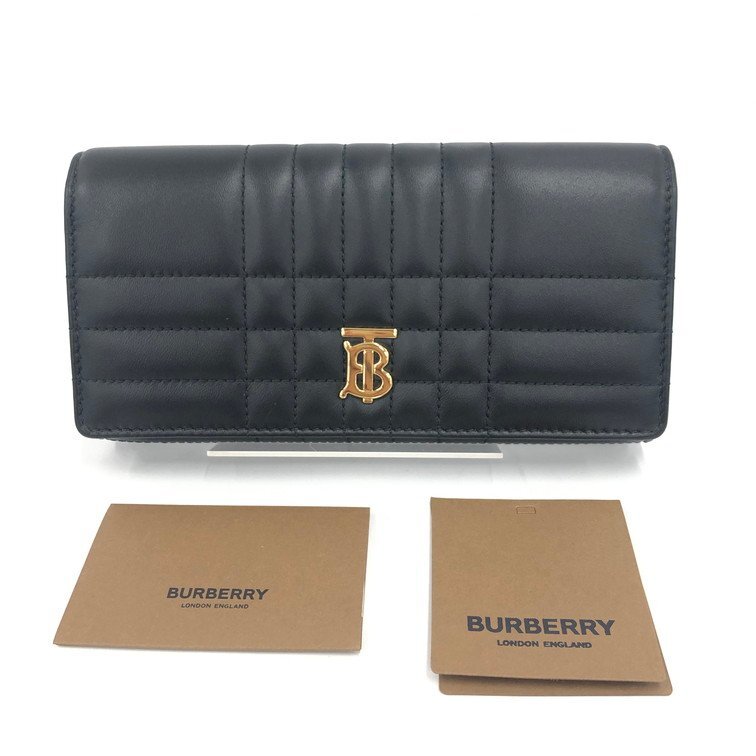 BURBERRY バーバリー 長財布 ブラック キルティング TBロゴ【EEAW3009】拍卖