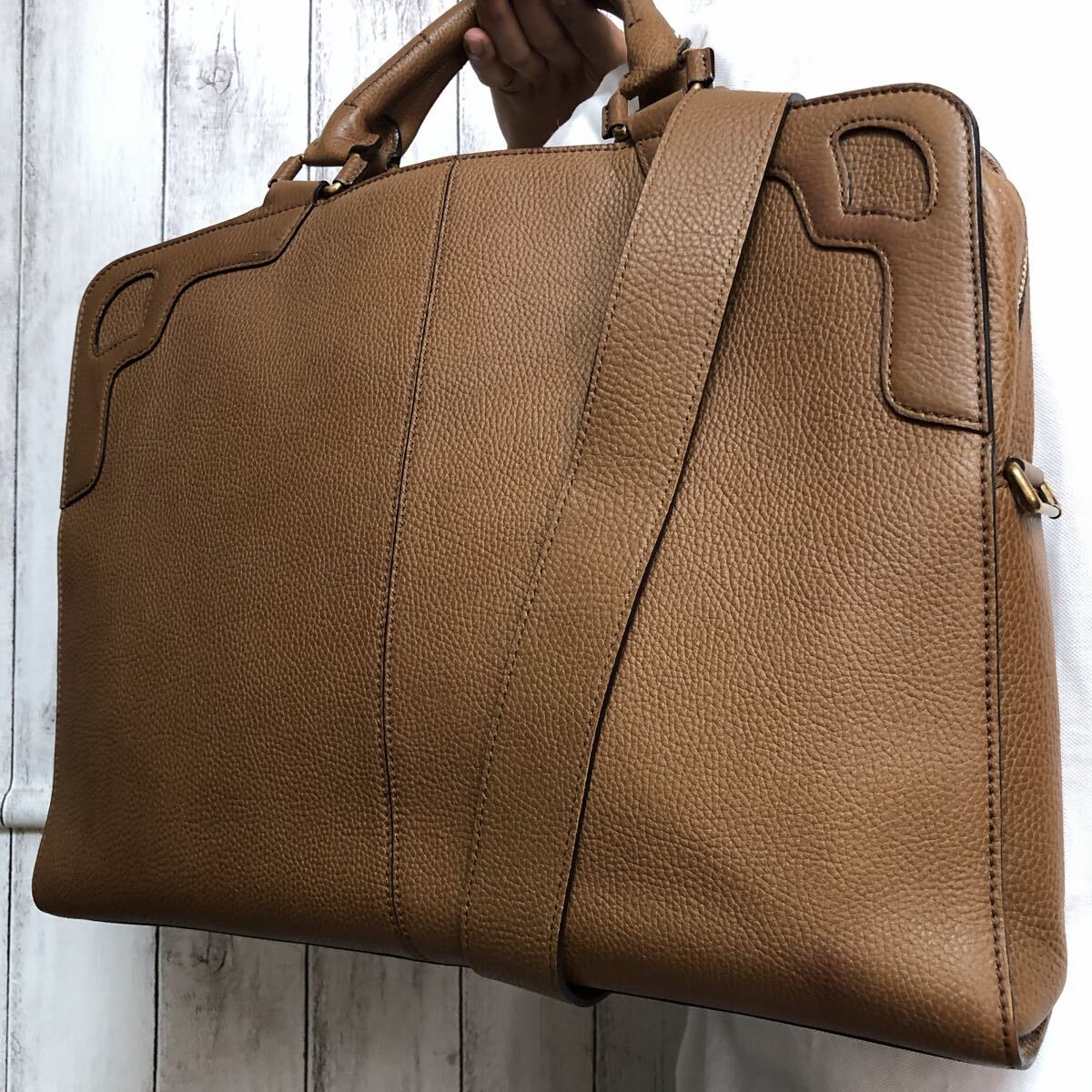 極美品/マルチェロ●カルティエ Cartier トートバッグ ブリーフケース ショルダーバッグ ビジネスバッグ メンズ 大容量 A4 本革 ブラウン拍卖