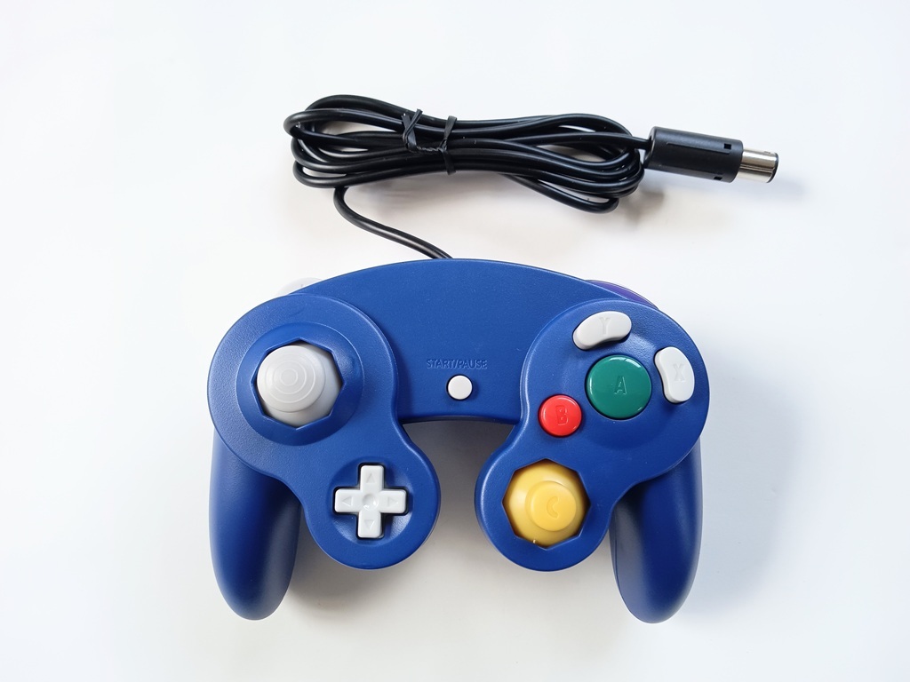 ゲームキューブ Wii 有線 ゲームパッド コントローラー ブルー ジョイスティック 互換品拍卖