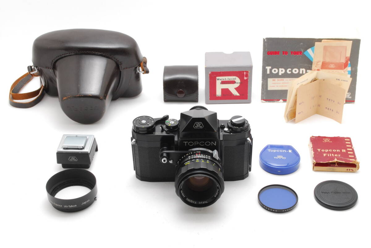 【超美品 保障付 動作確認済】Topcor トプコール R Black 35mmフィルムカメラ + Auto Topcor 58mm f/1.8 レンズ + WLファインダー #V2669拍卖