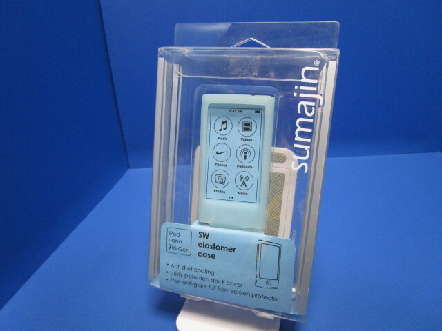 Sumajin Elastomer Case for iPod nano 7G 第7世代 シリコン ケース Blue 液晶保護フィルム付 ★a拍卖