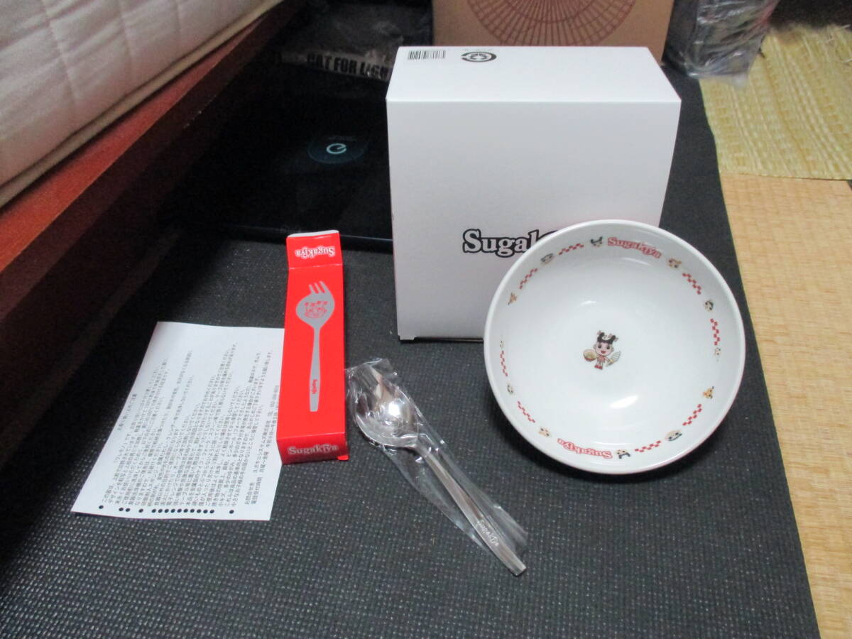 【新品未使用・送料600円】Sugakiya ラーメン丼&ラーメンフォーク セット スガキヤ 寿賀喜家 拉麺拍卖