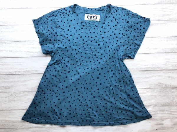 キャッツ ツモリチサト cat's TSUMORI CHISATO メルヘン ロマンチック 水玉ドット 半袖 Tシャツ カットソー 青 レディース拍卖