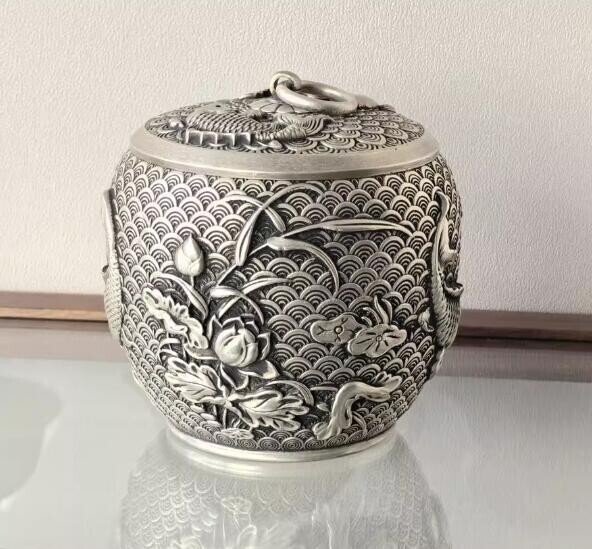 人気品茶叶罐 古錫茶 手作り 茶葉罐 茶筒 茶筒 茶入 茶器 茶保存密封茶保存罐 茶入れ 茶心壺 茶道具 煎茶道具 容量:450ml拍卖