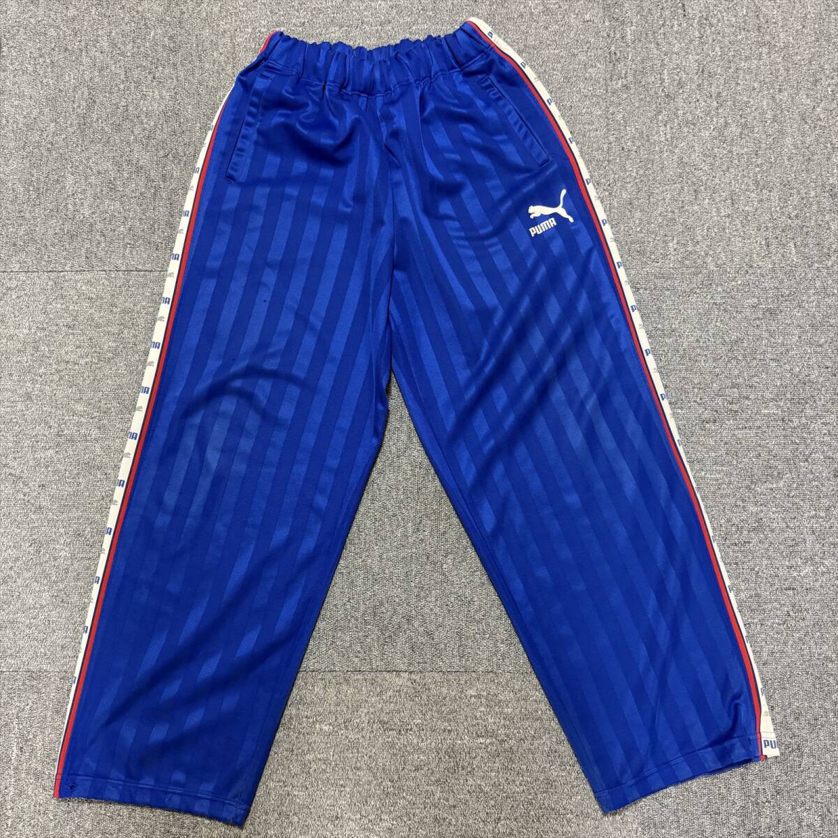 P023 プーマ ジャージパンツ Lサイズ 青×白 PUMA PXT216P #プージャ 90s拍卖