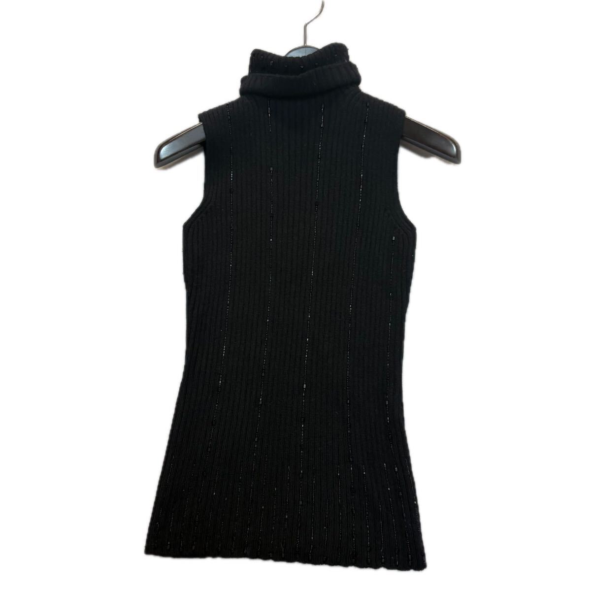 1円~■ イタリア製 '洗練されたデザイン' VALENTINO ヴァレンティノ アンゴラ混 WOOL タートルネック ニット ノースリーブ トップス S 黒系拍卖